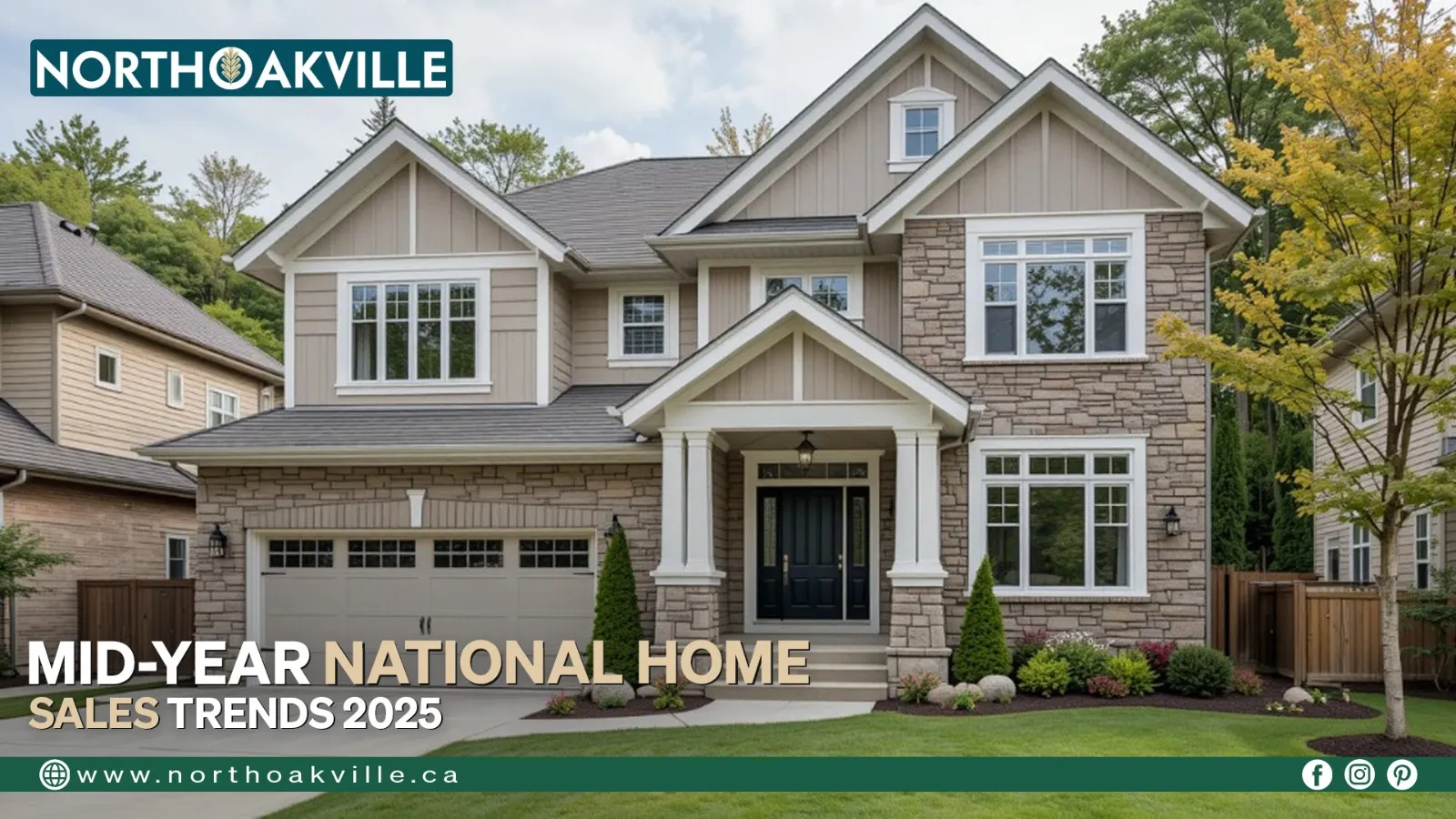 Modern detached home in North Oakville, Ontario, highlighting the Canada housing market mid-year 2025 sales trends and rising inventory.